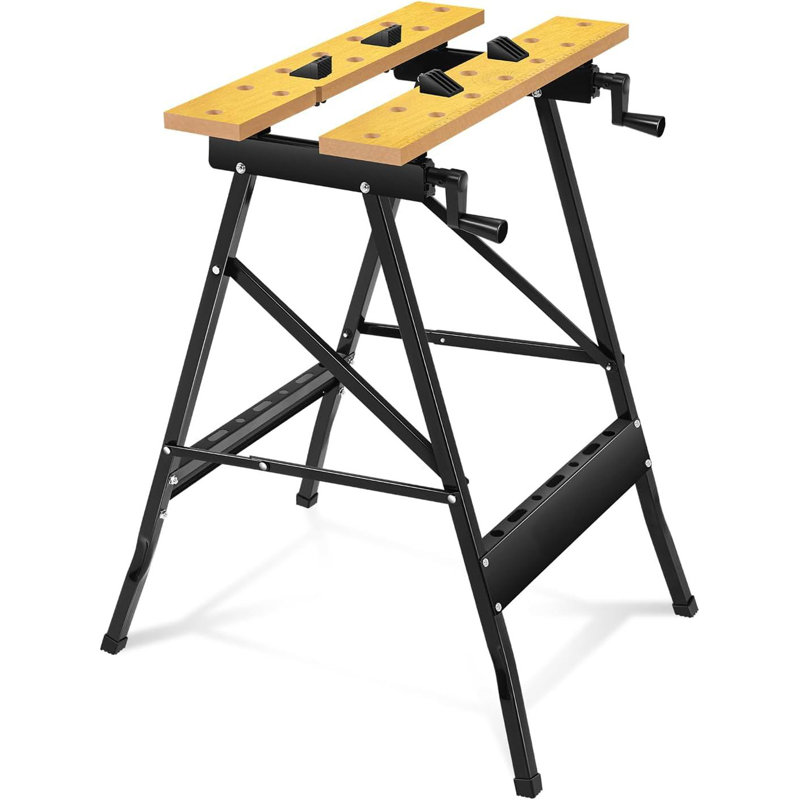 Banc de travail pliable avec pinces réglables et plateau pour projet de bricolage