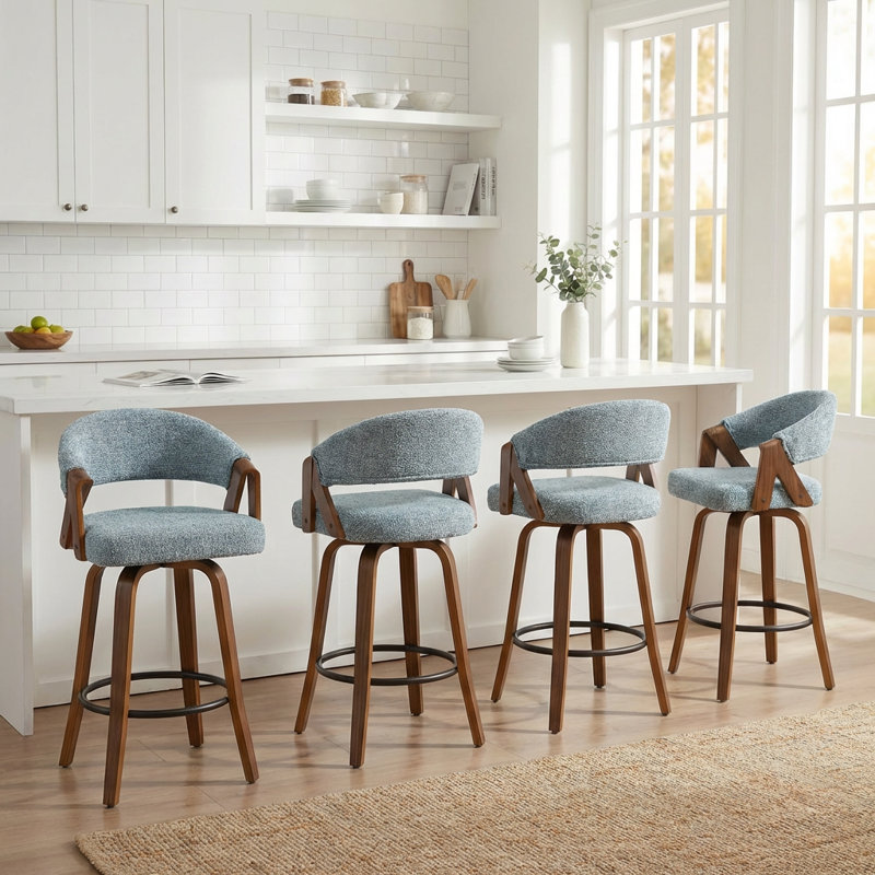 Providence Upholstered Swivel Counter Stool, Blue