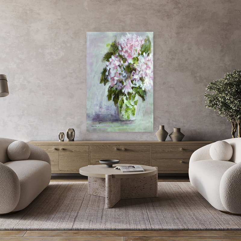 Art contemporain hortensia abstrait moderne, H 48 po x l 32 po