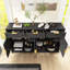 Buffet de ferme 59,1 "avec tablettes réglables et 3 tiroirs-1153315729
