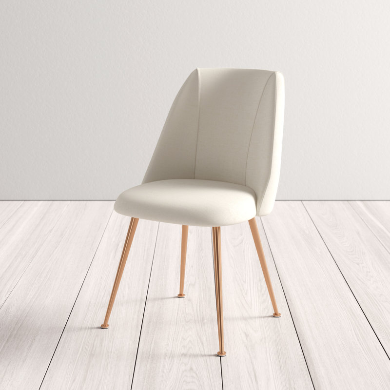 Lovel 18.5'' H Upholstered Pine Side Chair, Cream, Gold
