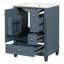 Meuble-lavabo 24 po gris bleu avec lavabo, tiroirs et tablettes de rangement - Meuble-lavabo autoportant moderne pour petits espaces | Idée de cadeau-863853364