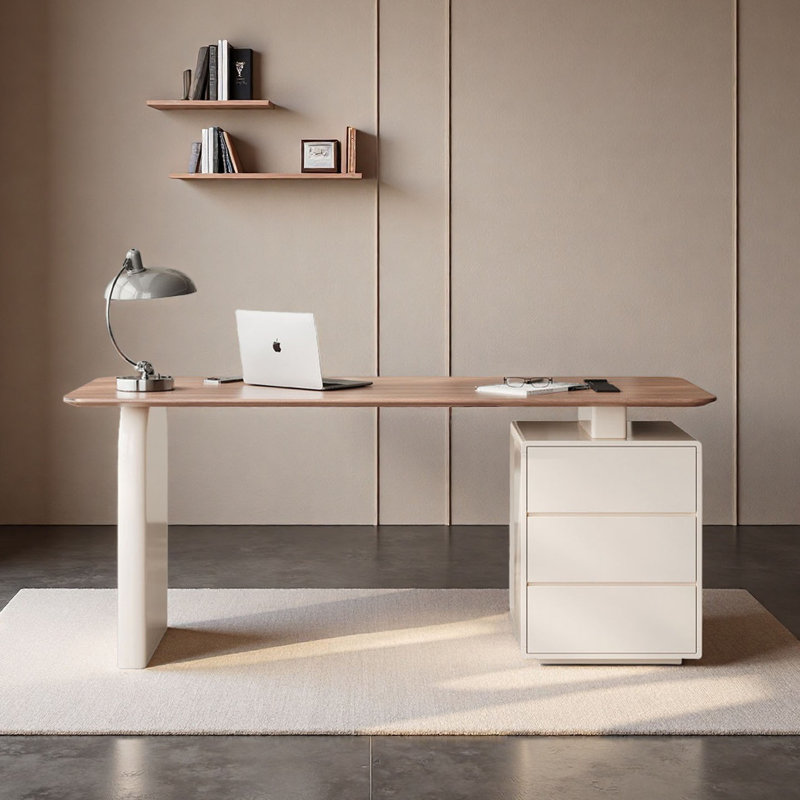 Bureau d'ordinateur Mid-Century moderne en noyer, H 29,5 po x l 78,7 po x P 27,6 po