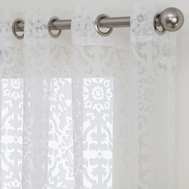 Quinlan 100% Polyester Semi-Sheer Floral Medalion Print Curtain Panel with Grommet Top , 50" W x 84" L