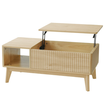 Rhythm Coffee Table, Lift Top Coffee Table with Storage, Small Living Room Furniture, Fluted Design, 16.22'' H X 37.4'' W X 18.9'' D