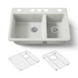 Riverby 33" Enameled Cast Iron Undermount Double Basin Kitchen Sink