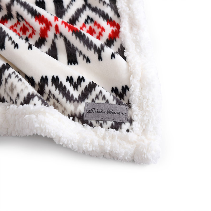 Couverture réversible Eddie Bauer, Rouge / blanc / noir, Grand lit
