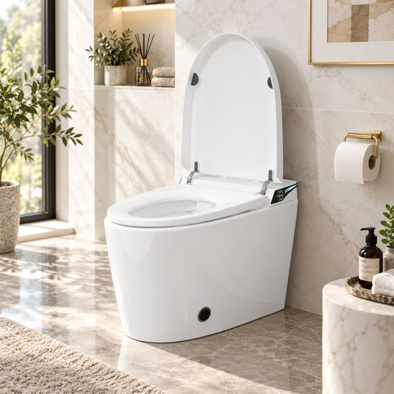 Toilettes bidet intelligentes monoblocs avec ouverture automatique, chasse d'eau automatique et siège chauffant