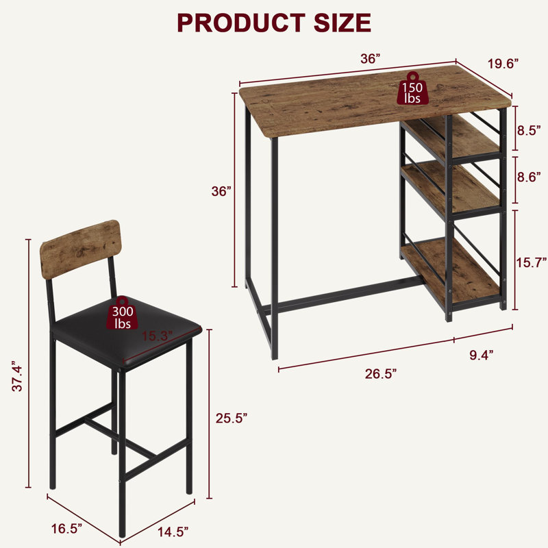 Ensemble repas en fer pour 2 personnes Fynlee, Noir / brun, Brun, Noir / brun