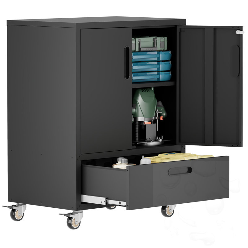 Armoire de bureau mobile avec roulettes et tiroirs verrouillables