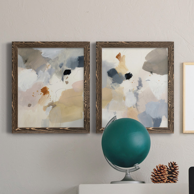 «Neutral Scrawl IPremium», reproduction d'art encadrée - prête à être accrochée, H 24 po x l 36 po x P 1,5 po, Pas de tapis