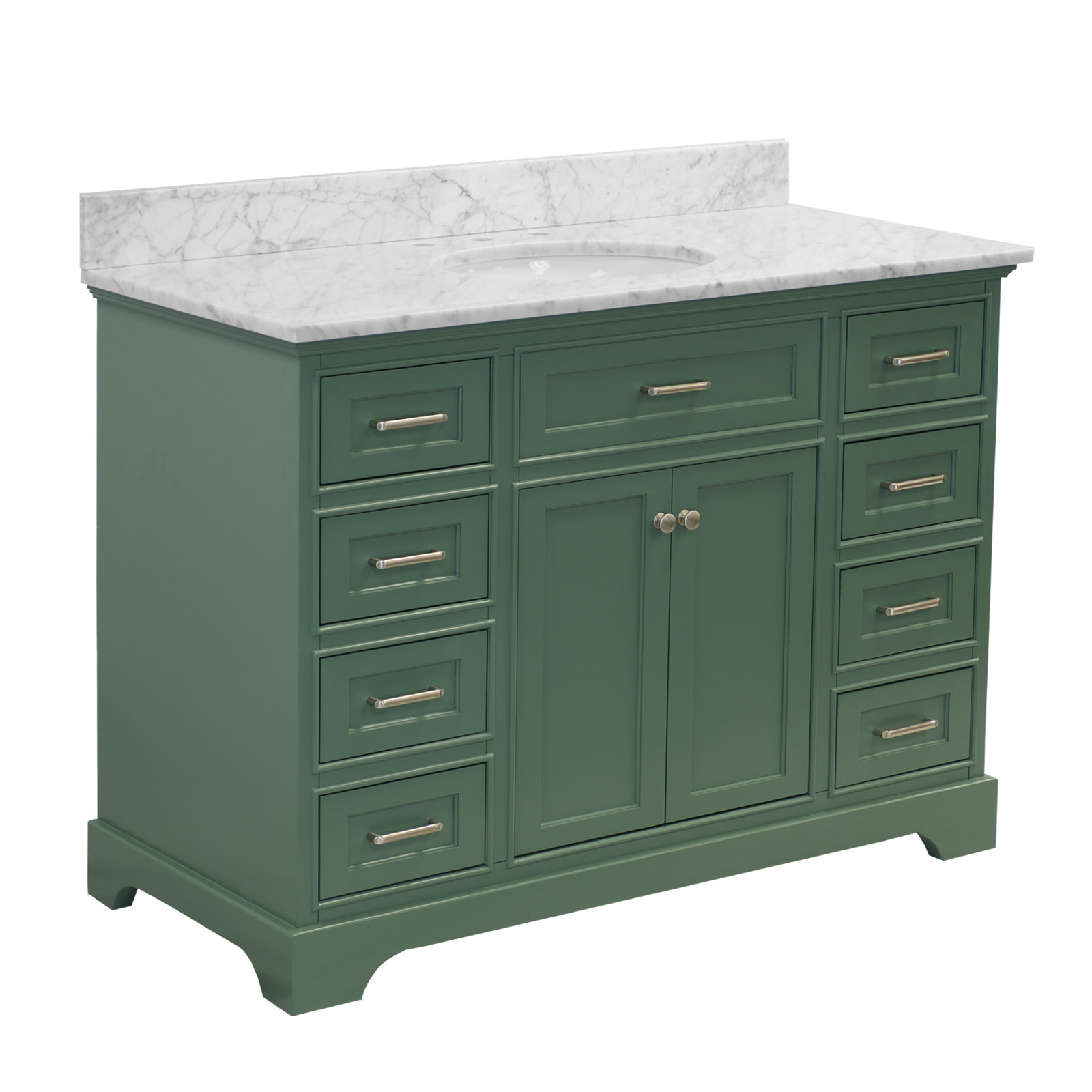 Ronnie 48'' Single Bathroom Vanity, Carrara Marble, Sage Green