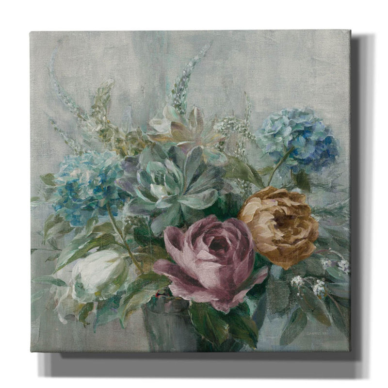 «Natural Elegance Fall Dark On Grey C» par Danhui Nai, art mural sur toile, H 18 po x l 18 po