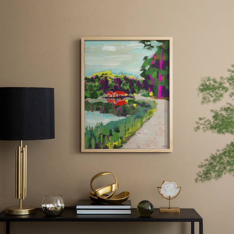 «Colorful Lakeside», reproduction encadrée - bois massif, Naturel, H 15 po x l 12 po