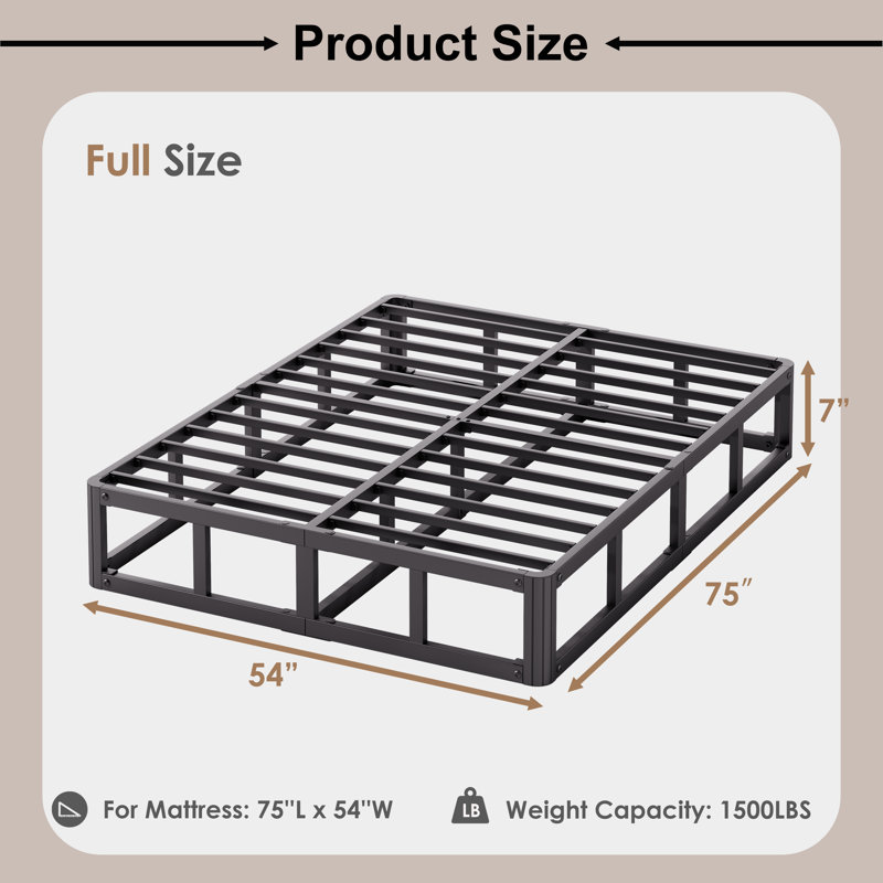 7 Inch Box Spring, Sturdy Steel Support Mattress Foundation, Easy Assembly, Noise Free, Full