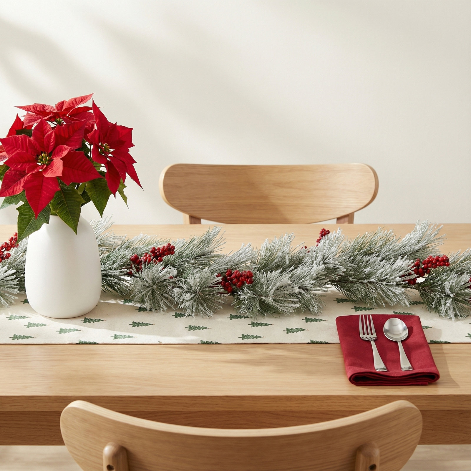 5" Frosted Pine Berry Christmas Garland