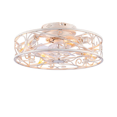 Modern Caged Ceiling Fan Light Kit with Remote Control