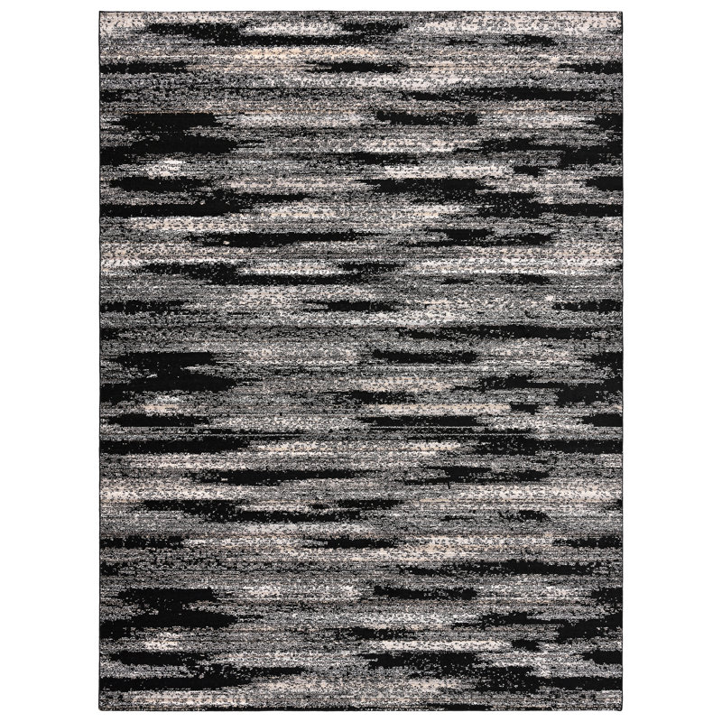 Jasper Area Rug, Non Slip, Abstract Rug, Foldable, Stain Resistant Rugs for Living Room, Bedroom, Modern, Black/Earth Tone