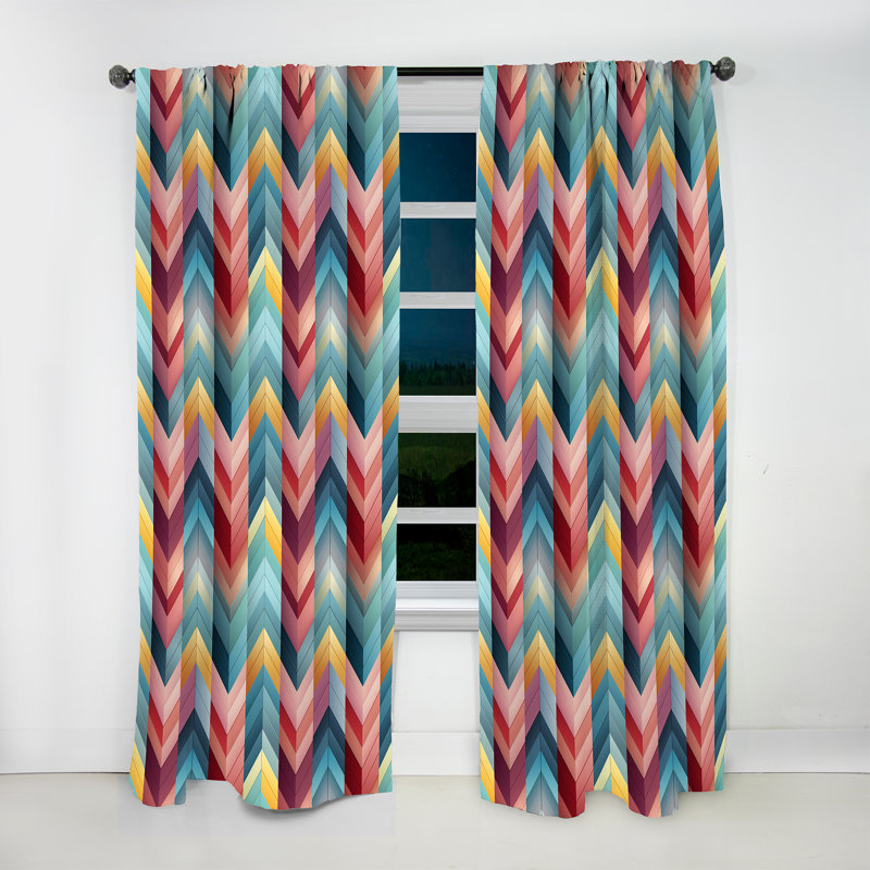 Architectural Splendour Chevron Pattern - Chevron Curtain - Room Darkening Curtain - 1 Panels, 52" W x 120" L