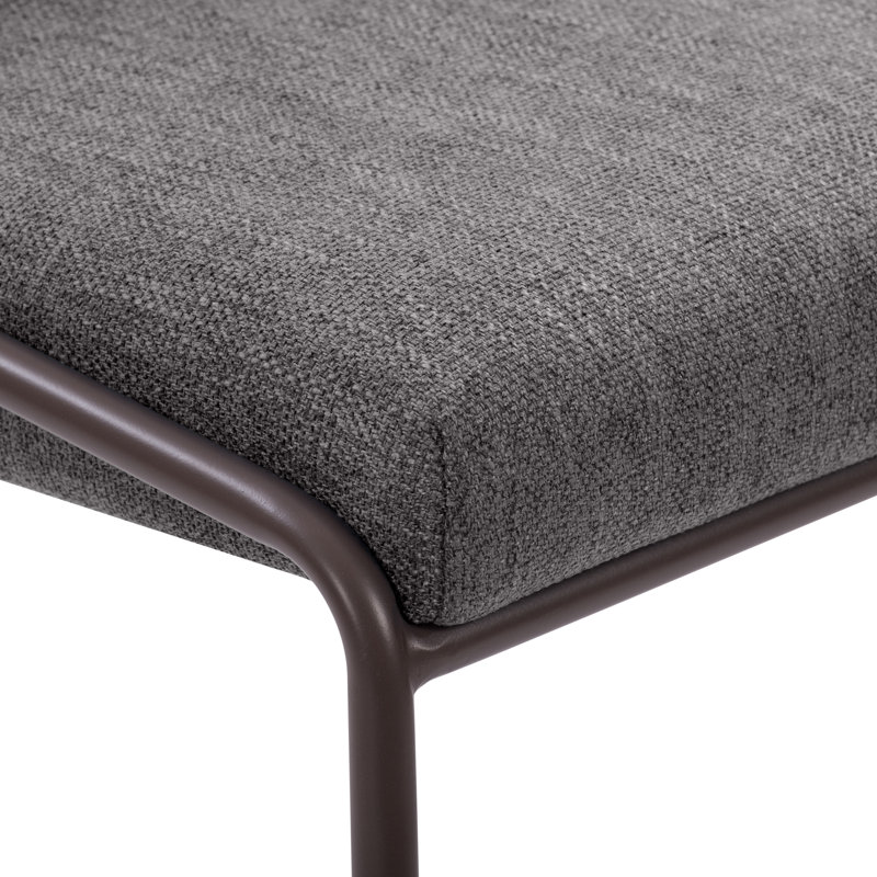 Deciderio Upholstered 26.25'' Counter Stool with Metal Legs, Polyester-Dark Gray