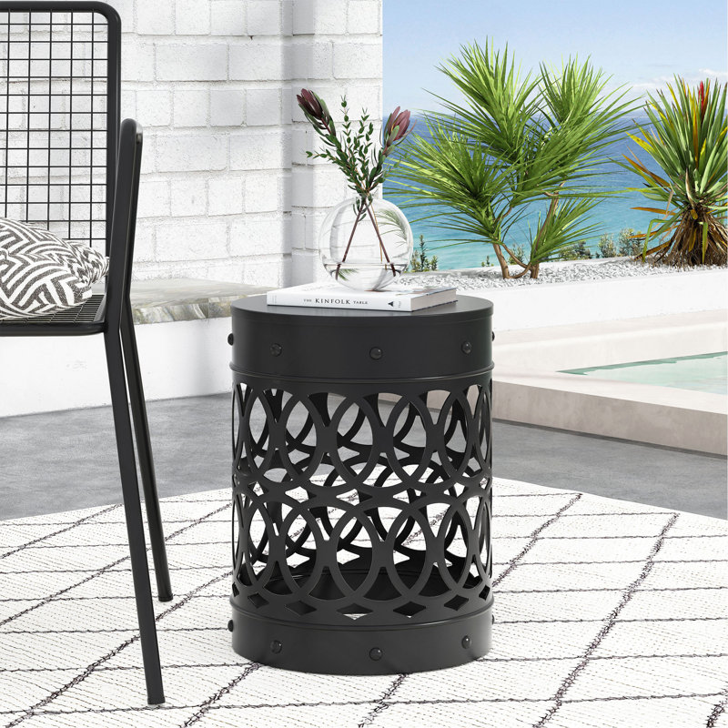 Table de bout d'extérieur en métal - Grand, Noir