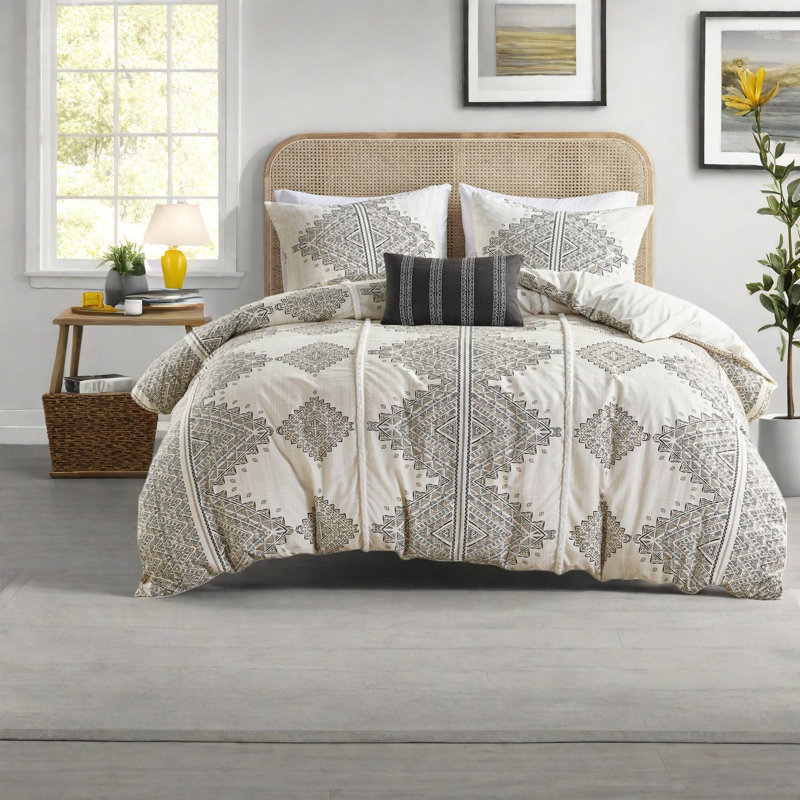 Modern Boho Bedding Sets, Soft Microfiber, Global-inspired Design For Chic Bedrooms