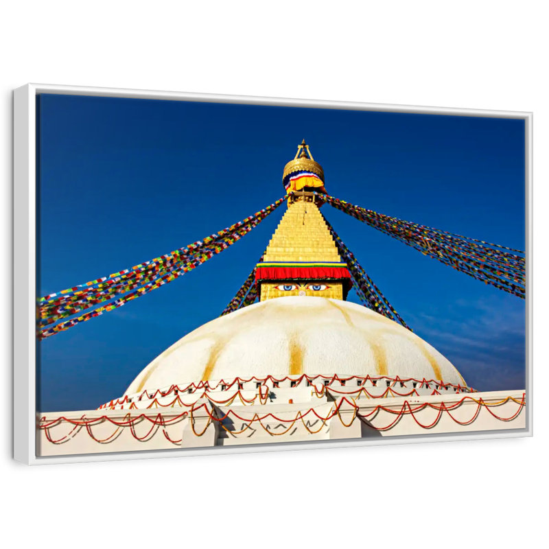 Boudhanath Stupa, Cadre flottant blanc, 37 po x 25 po