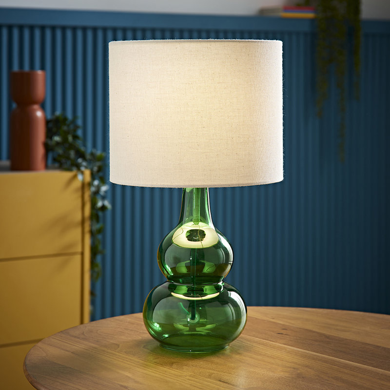 Glass Table Lamp, Yes, Green