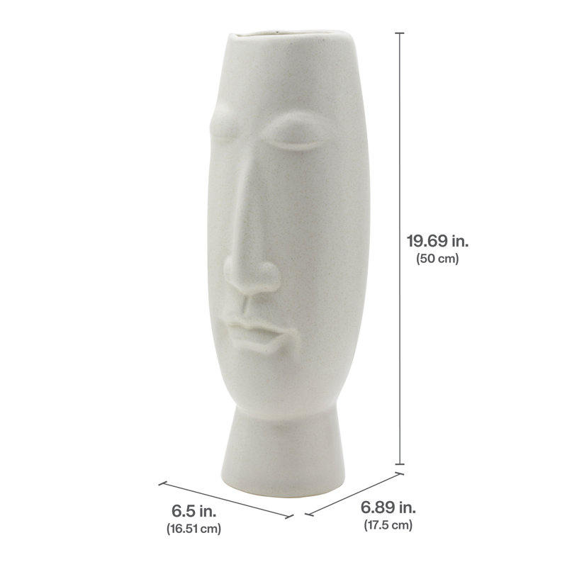 Ceramic Face Table Vase, White