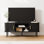 Mid-Century Modern Media Console, Tambour TV Stand with Storage Cabinet and Shelf for 60" TVs, Black