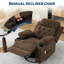 Fauteuil inclinable pivotant surdimensionné, rotation à 360° et bascule manuelle, siège extra-large, revêtement en cuir PU brun, porte-gobelets et poches latérales-1394880061