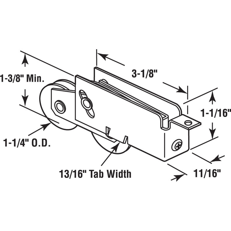Rouleau tandem à roulement à billes en acier de 1-1 / 4 po à roulement à billes, onglet B (paquet de 1)