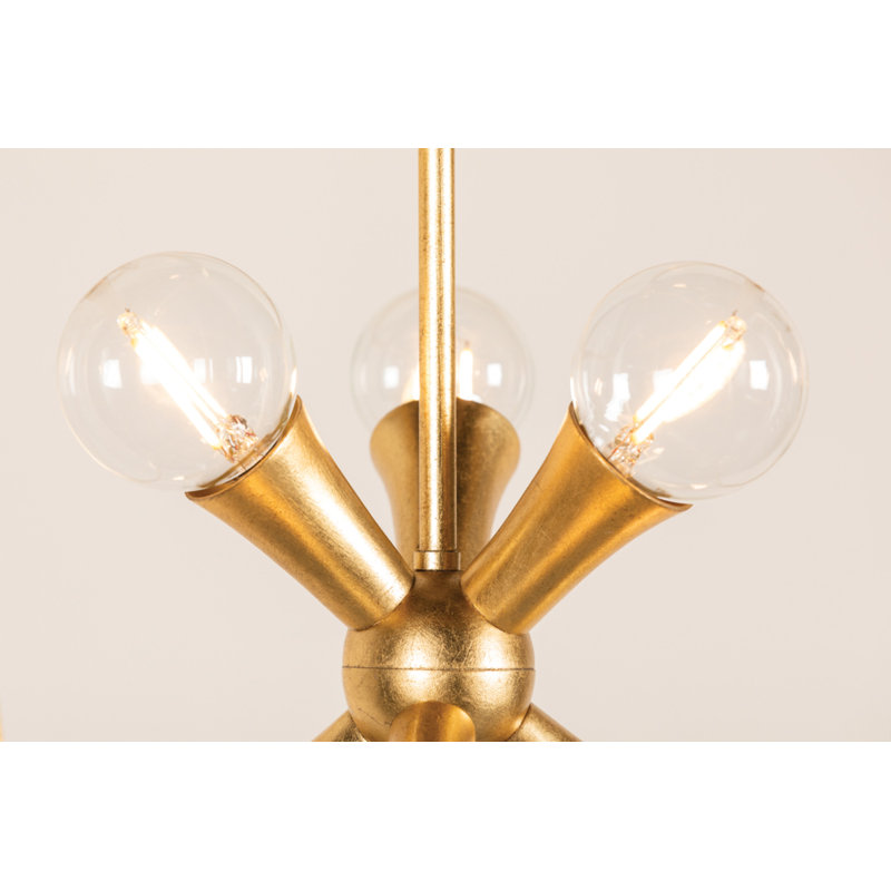 Lanterne 6 lumières Kendall, Feuille d'or rétro, H 19,75 po x l 12 po x P 12 po