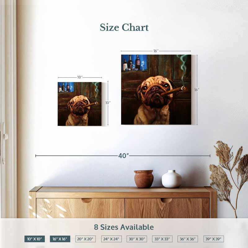 Ketti Uptown Pug, 16" H x 16" W