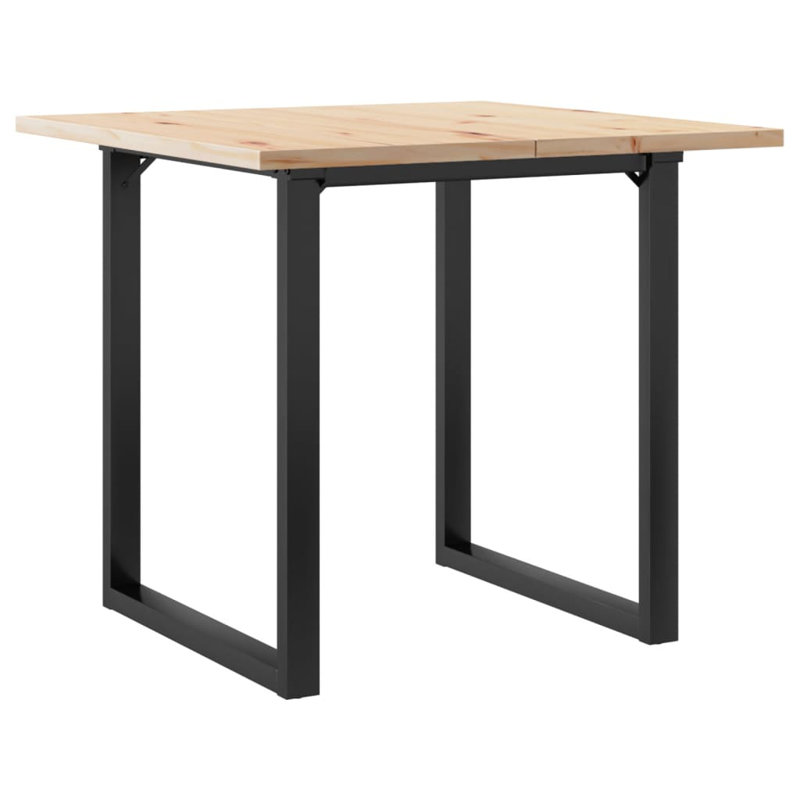 Dining Table O-Frame Solid Wood Pine And Steel, 29.7"H x 31.5"L x 31.5"W