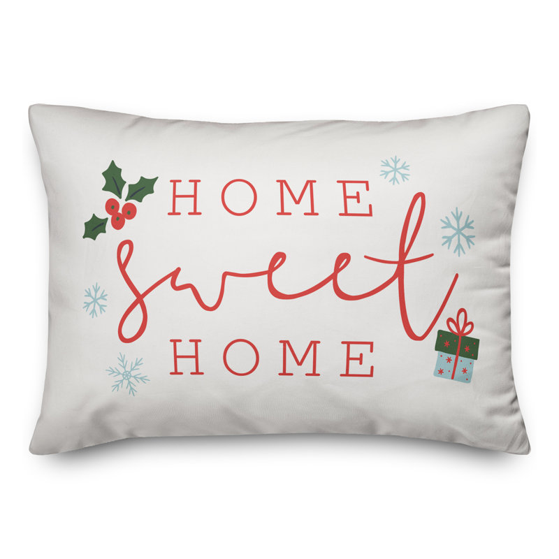  Coussin lombaire rectangulaire Home Sweet Home, Blanc