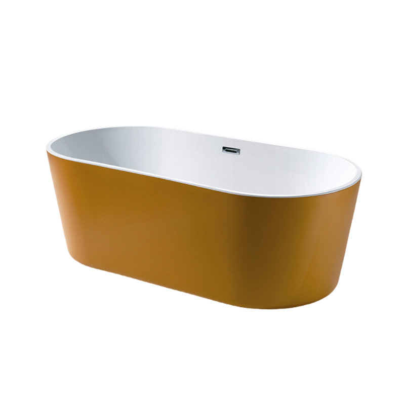 62.99'' x 31.50'' Plastic / Acrylic Bathtub, White/Yellow