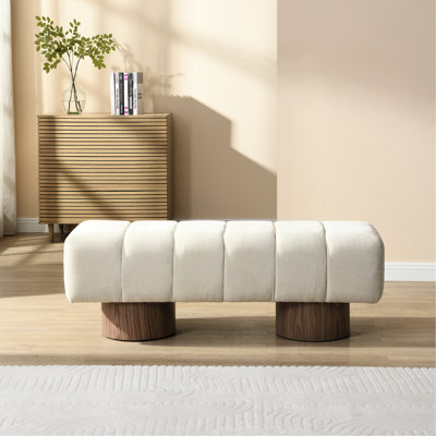 Banc rembourré beige, capacité de 300 lb, sans assemblage, polyvalent pour la salle à manger, le chevet et les coins étroits, longueur 50 po