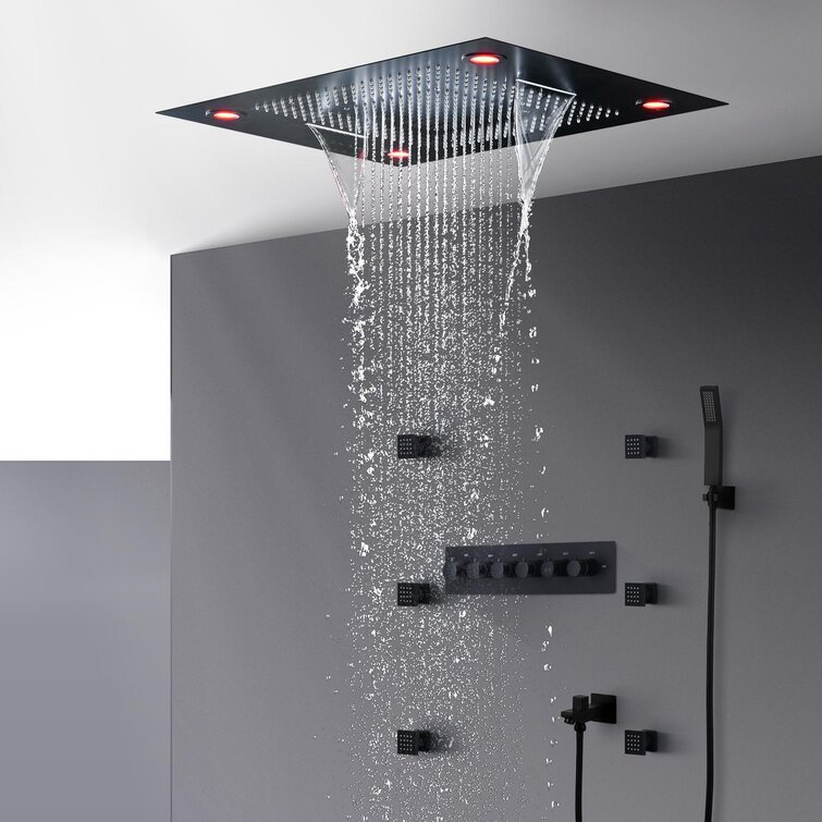 Classic Design Recessed LED Shower System | Cascada Showers Antique Brass