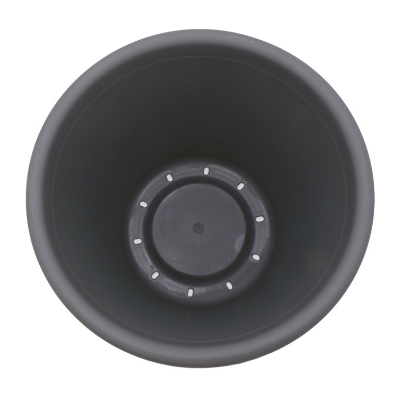The  14 Inch Round Classic Planter, Plastic Plant Pot, Warm Gray, 12" H x 10.4" W x 0.6" D, Gray