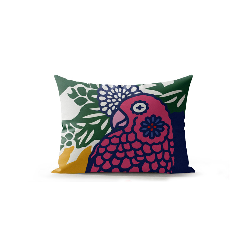 Sibia Microsuede Lumbar Throw Pillow, Navy Blue/Pink/Green/Yellow