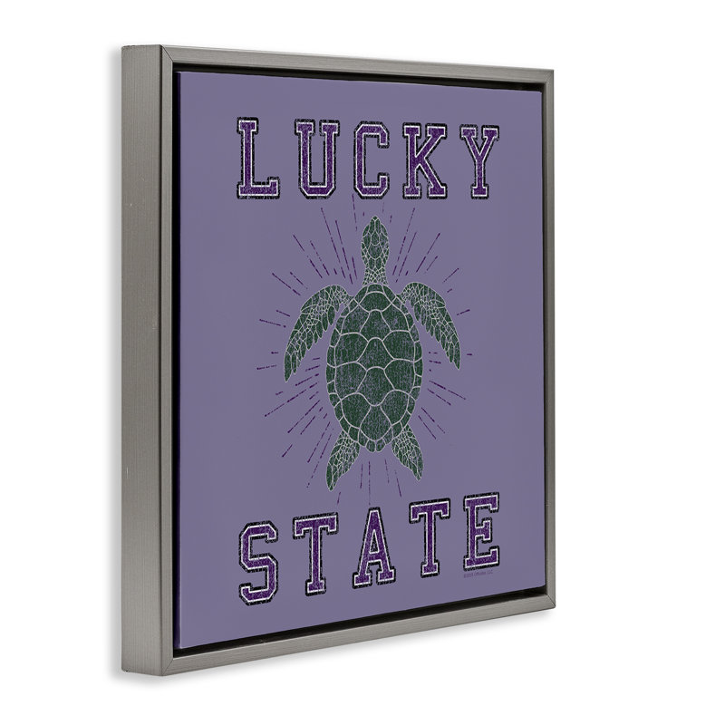 Art mural sur toile Lucky Sea Turtle State par Spirit Animals / Life Is High, Cadre flottant gris lustré, H 25 po x l 25 po