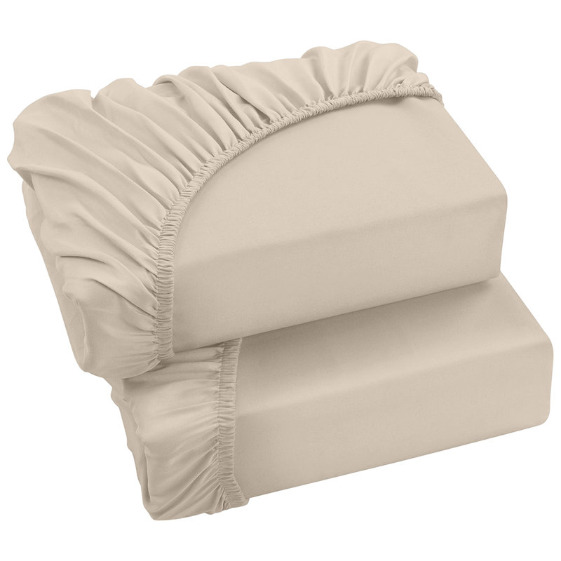 Soft & Breathable Microfiber Extra Deep Fitted Sheet, Beige, Kingsize (5')