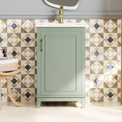 Meuble-lavabo de salle de bain avec lavabo en céramique, 20 po, meuble de rangement moderne compact