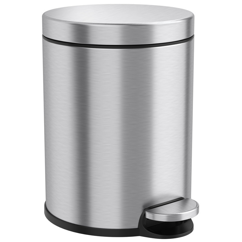 Stainless Steel 1.3 Gallon Round Step Trash Can with Odor Filter