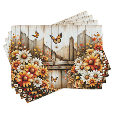 Polyester Orange Sepia And Off White Placemat