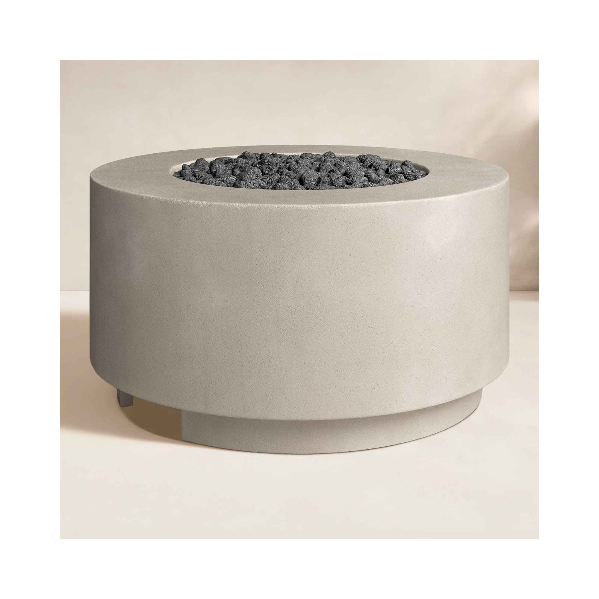 Jolliff Round Fire Pit Table, Pewter Concrete, Natural Gas