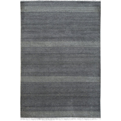 Hand Knotted Wool Area Rug in Gray