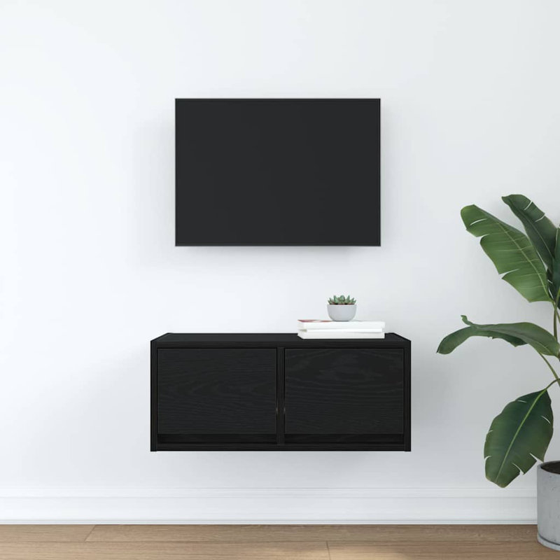TV Cabinet 31x25.5 Cm Engineered Wood, 60 cm, Black Oak