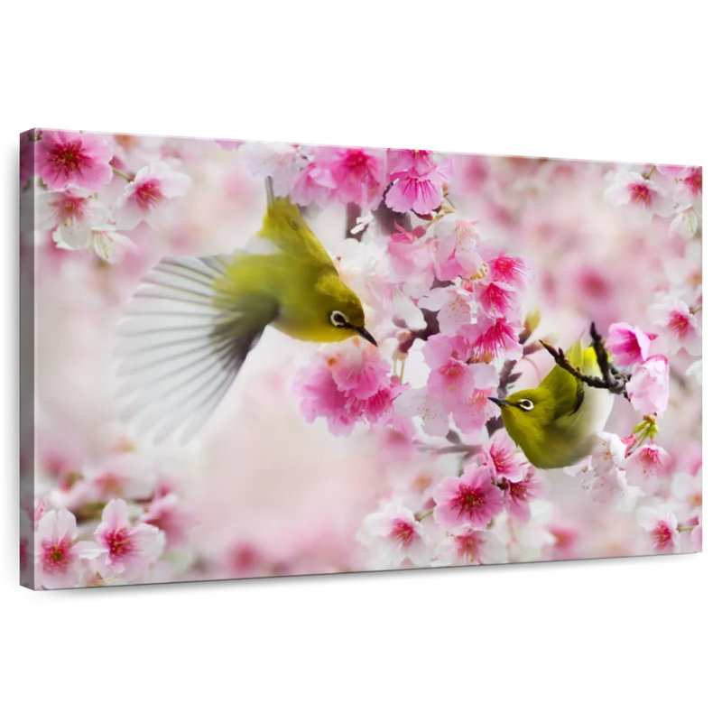 Fluttering Japanese White Eyes, 20" H x 30" W